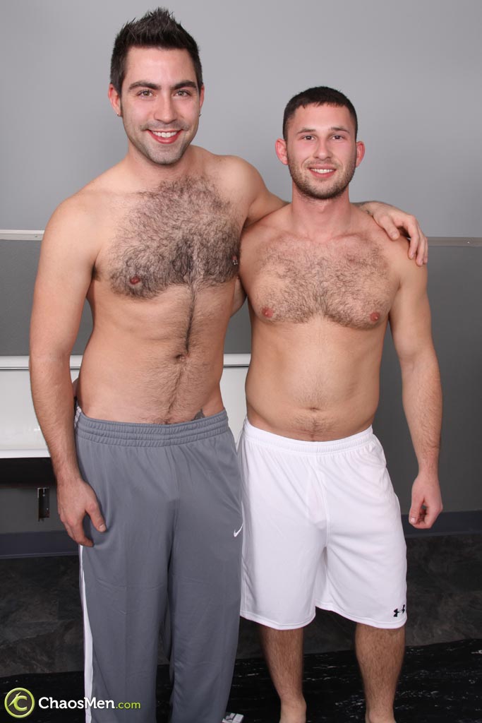 Hairy dudes Jamison & Austin fuck each other in gay gloryhole action