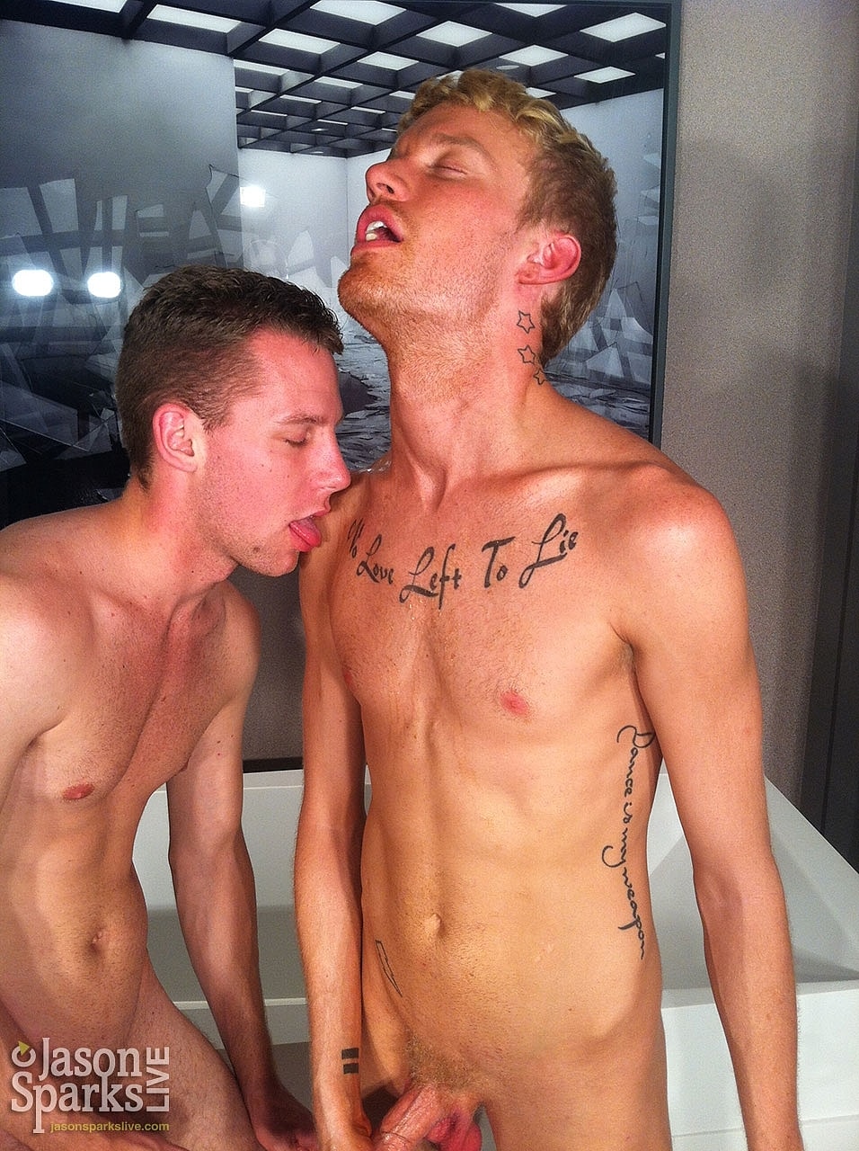 Skinny gay boyfriends Alex Woods and Kip Ryker kiss before fucking  
