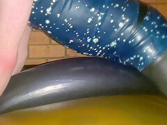 Humping waterbed tube in latex on waterbed
