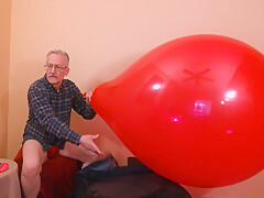 95) Daddy Pops Two Giant Balloons And Cums - Balloonbanger