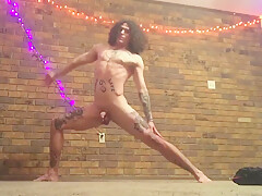 Gabriel Nude Yoga Quick Afternoon Session With Black Angel