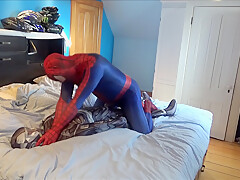 Spiderman Cumming On His Cyborg Dummy