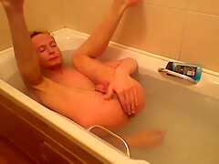 Very Skinny Teen Scrubs And Fingers His Sexy Ass In Bathtub