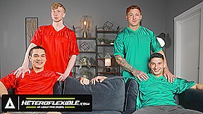 HETEROFLEXIBLE - Horny Gay Couple Jim Fit & Jeremiah Cruze Try Swinging With Their College Buddies