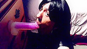 Sehki Dons A Leather Bodysuit And Throats A Fat Plastic Cock 10 Min