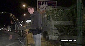 Twink sexy fucked by XXL cock straight in trucker in the road - CrunchBoy