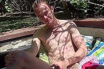 Aussies Larry & Vance Mess Around Naked In The Pool Before Hariy Arsed & Uncut Larry Shoots A Load