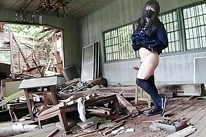 Cute Transgender High School Student Exposes Herself In The Open Air In An Abandoned Building